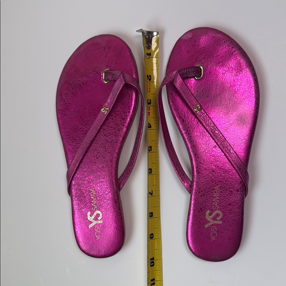 YOSI SAMRA Women's Fuchsia Pink Metallic‎ Rivington Sandals Size 8 - Picture 11 of 11